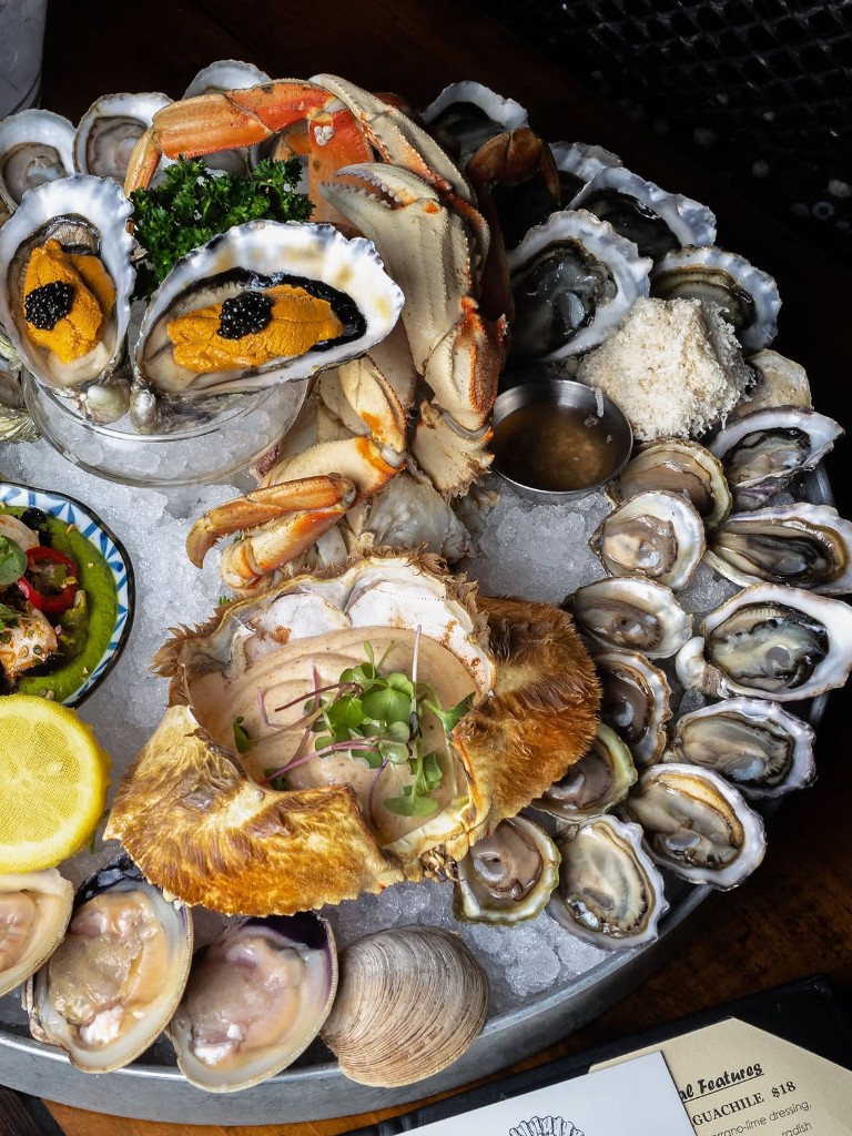 Seafood tower with uni and caviar