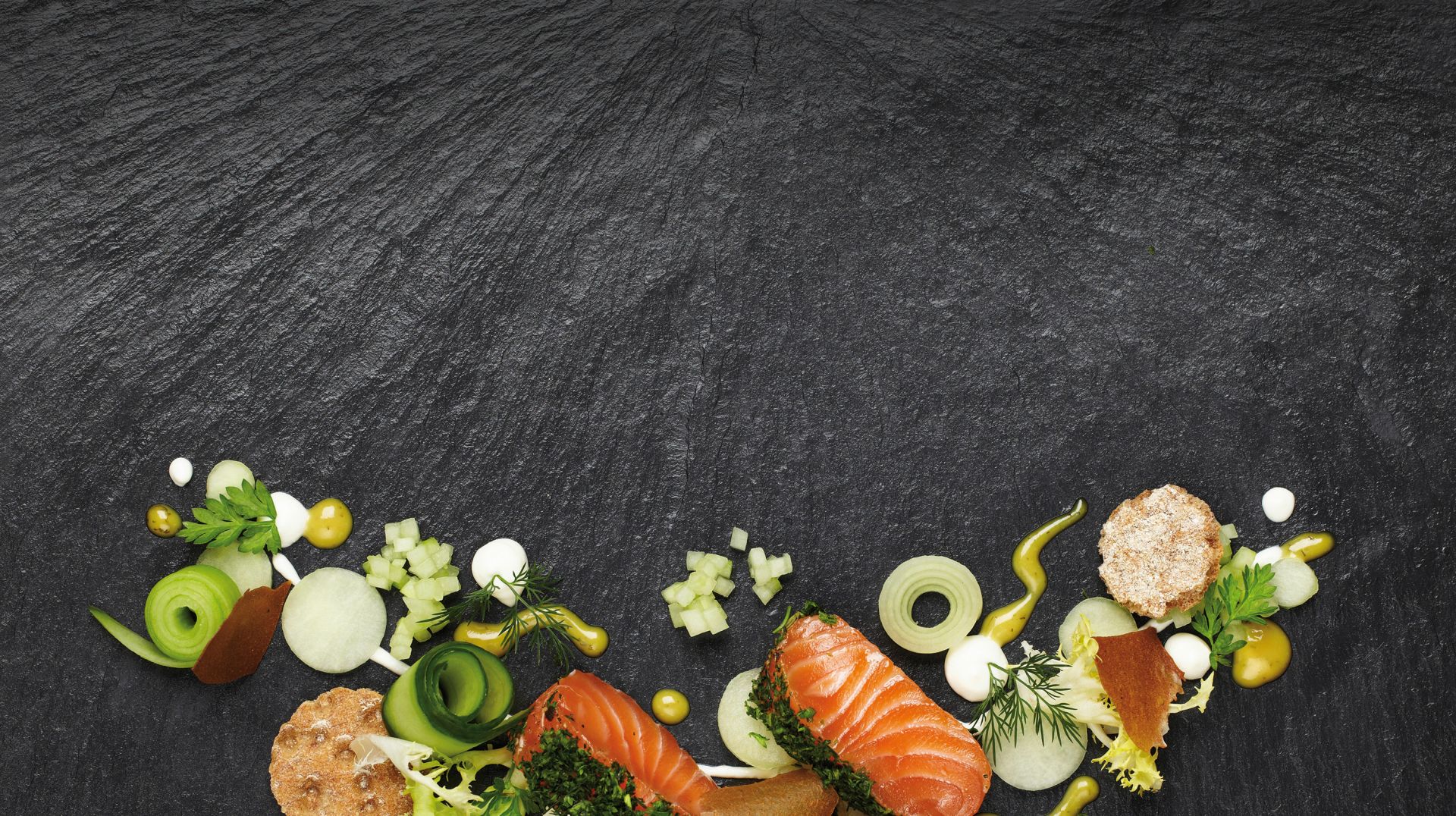 Vegetables on slate at Fisch Franke
