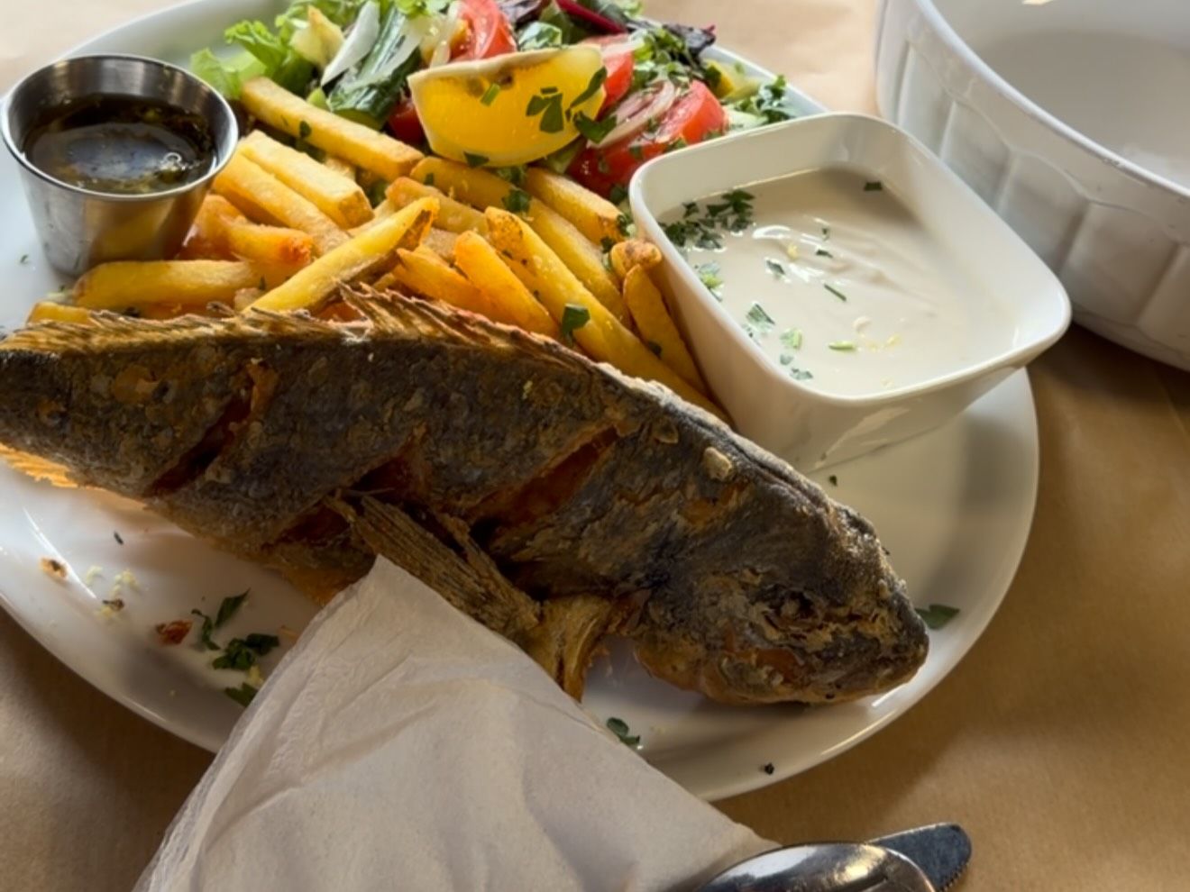 Whole sea bass — fried or from the oven