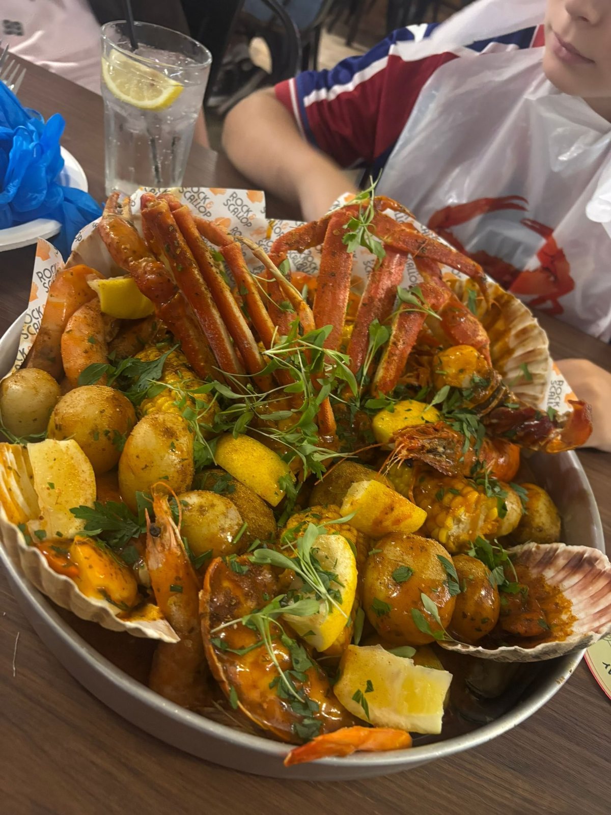 Seafood boil bowl close-up, Albert Hall