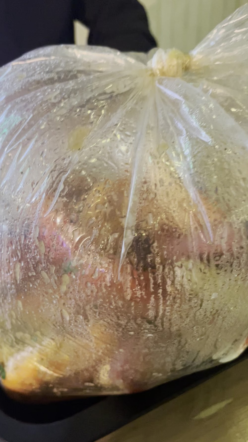 Sealed seafood boil bag ready for takeaway